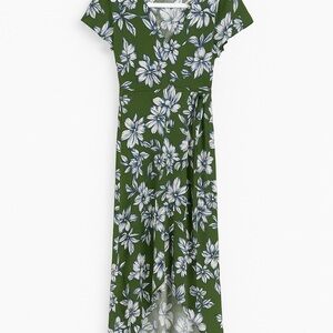 Elegant Floral High Low Dress in Green